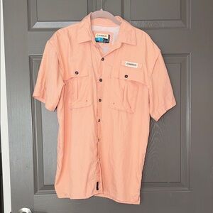 Magellan Outdoors Peach Short Sleeve Button-Down Shirt